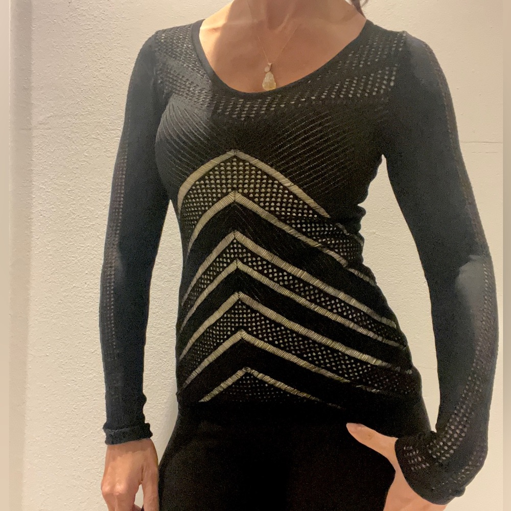 Long Sleeve Geometric Cut Out Top